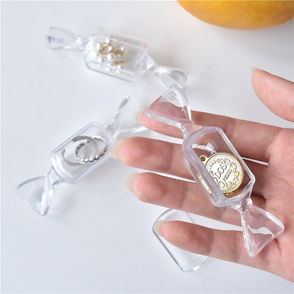 Mini Portable Plastic Transparent Storage Boxes Candy Designs Creative Cute Jewelry Earplug Earring Box Nail Polish Bead Tiny Container with Lids for