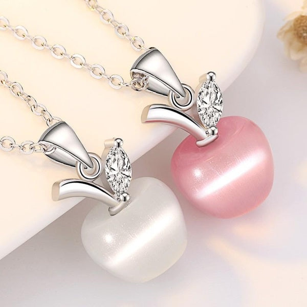 New Fashion Cute Opal Apple Shape Pendant Clavicle Chain Choker Necklace Jewelry Gifts for Women Girls