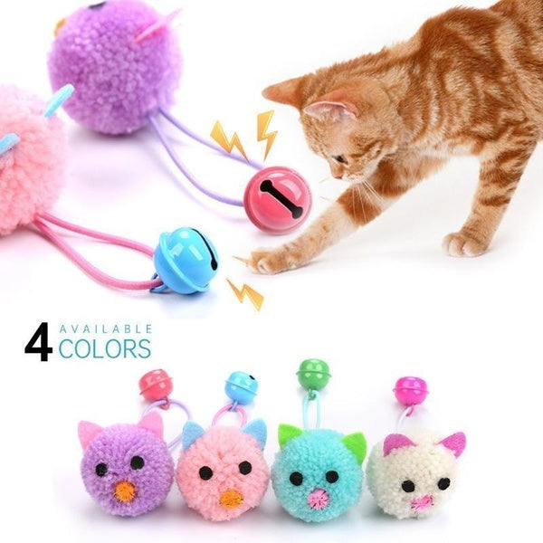 1Pc Cat Toy Plush Mouse Head Shaped Bell Interactive Toy Funny Colorful Cat Plush Toy