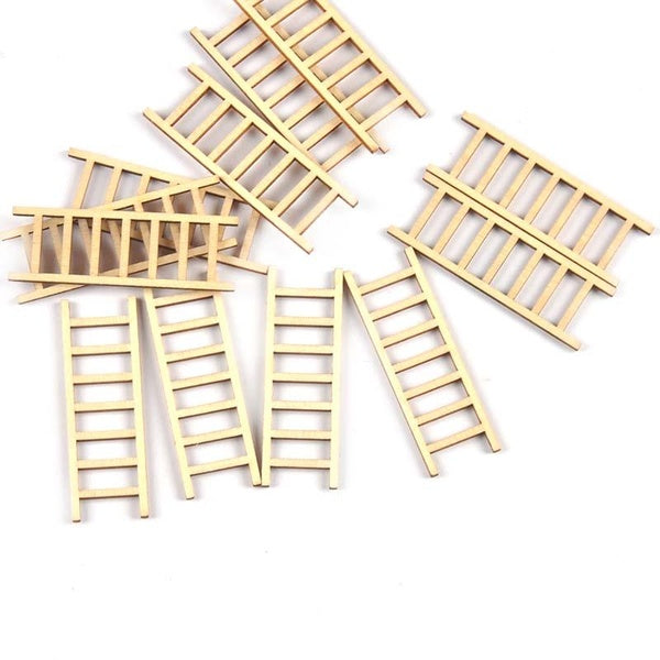 20pcs 3.9x5cm Natural Wooden ladder Carfts For Scrapbook Handwrok Supplies Decorations Home Blank Wood DIY Painting Accessories c3418