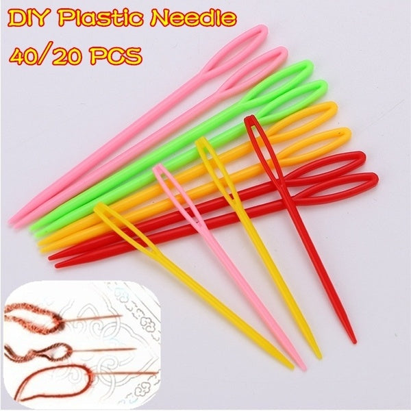 40-20pcs DIY Plastic Needle Tapestry Sewing Wool Yarn Knitting Plastic Darning Threading Weaving Sewing Needles