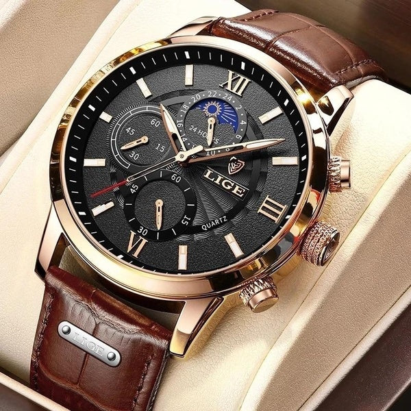 Nouvelles montres pour hommes Top marque de luxe en cuir marron montre à Quartz décontractée hommes Sport étanche horloge montre Relogio Masculino