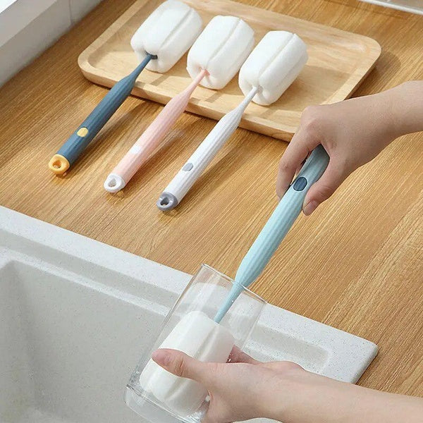 Multipurpose Soft Sponge Cleaning Cup Brushes,Long Handle Sponge Bottle Brush Drink Wineglass Bottle Glass Cup Washing Cleaning Kitchen