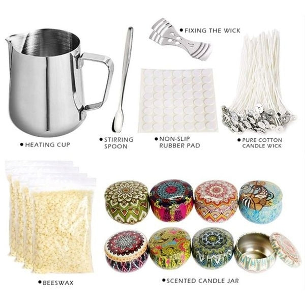DIY Candle Making Kit Beeswax Candles Wick Craft Tools Set Pour Pot Gifts