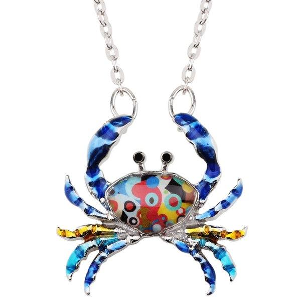 Enamel Alloy Floral Ocean Crab Necklace Sea Animal Chain Collar Choker Pendant Jewelry for Women Ladies Teens Charms Accessories