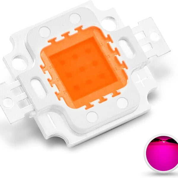 Chanzon Puce LED haute puissance 10 W Spectre complet pour plante (380 nm-840 nm - 900 mA - DC 9 V-11 V - 10 W) Composants de diode émettrice SMD COB