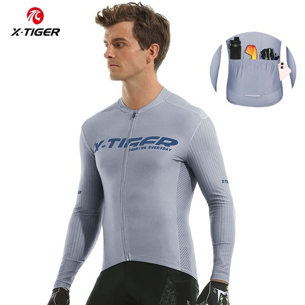 X-TIGER Pro Cycling Bicycle Clothing Long Sleeves Men's Cycling Jerseys MTB Bike Clothes Sportswear Ropa Ciclismo
