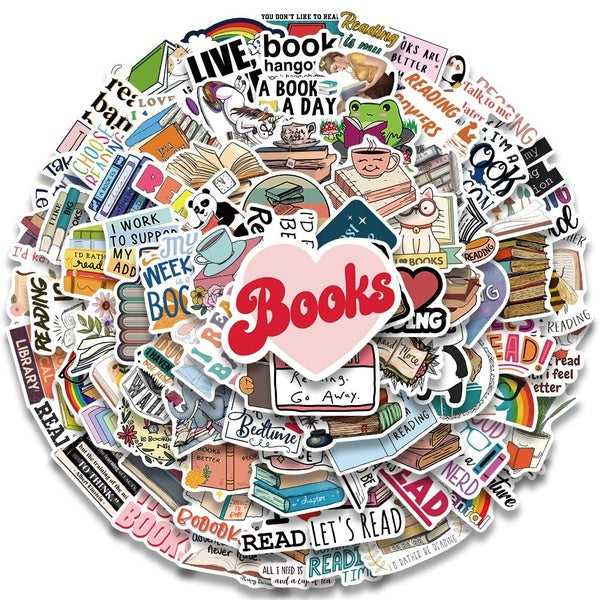 10-50-100pcs-pack Book Reading Literary Cartoon Art Graffiti Stickers For Scrapbook Laptop Skateboard Luggage Phone Stickers Kid Toy