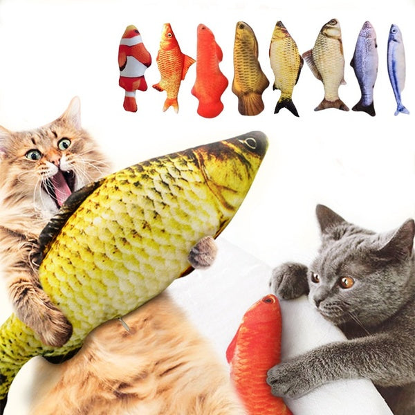 Pet Soft Plush 3D Fish Shape Cat Toy Interactive Gifts Fish Catnip Toys Stuffed Pillow Doll Simulation Fish Playing Toy For Pet