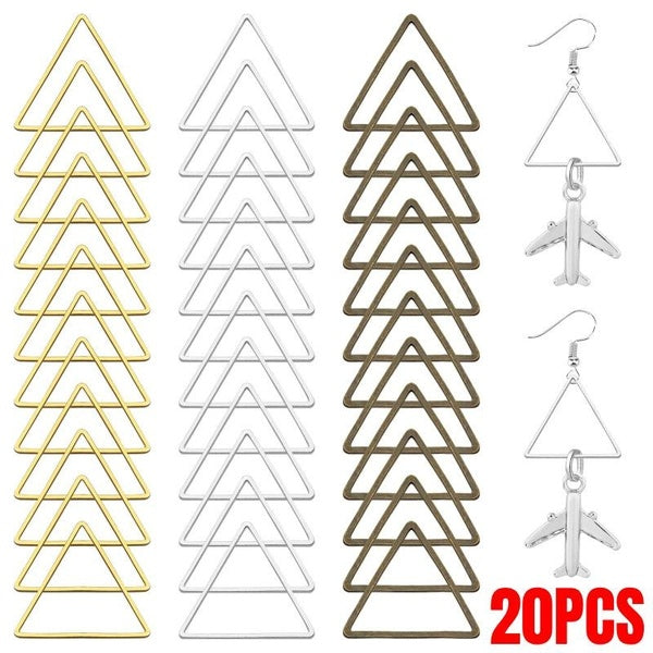 20pcs Triangle Hollow Geometric Bezel Frame Charms Pendants for DIY Earring Necklace Jewelry Making Findings Accessories