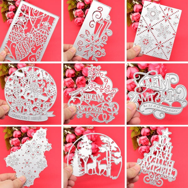 Christmas Card Cutting Dies Stencils For DIY Scrapbooking Xmas Gift Decoration Embossing Paper Craft Die Cutting Template