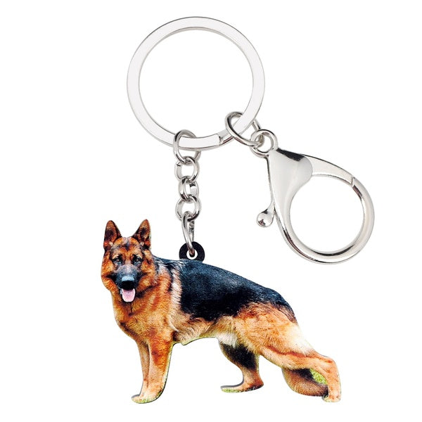 Acrylic German Shepherd Dog Key Chains Keychain Ring Fashion Animal Jewelry For Women Girls Pet Lovers Car Key Purse Bag Pendant Charms Gift Accessor