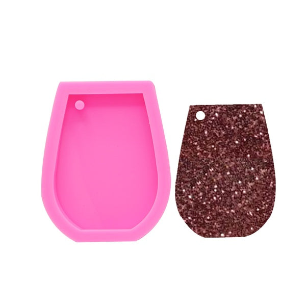 DY0072 Shiny wine glass shape Keychains mold cup silicone mould for Key chain Pendant clay DIY Jewelry Making epoxy Resin mold