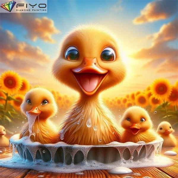 FIYO Duckling DIY 5D Diamond Painting Full Drill with Number Kits Home and Kitchen Fashion Mosaic Diamond Painting Canvas Wall Decoration Gift Crafts