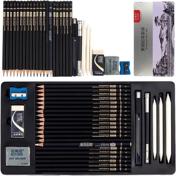 Drawing Pencils Set, Sketch Pencils & Drawing Kit, Complete Artist Kit Includes Sketch Pad, Graphite Pencils, Charcoal Sticks and Eraser, Professiona