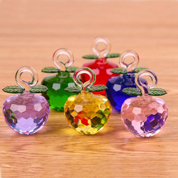 Crystal Apple Paperweight 30mm-40mm Art Glass Apple Collectible Figurines Best for Christmas Home Wedding Decor Gifts