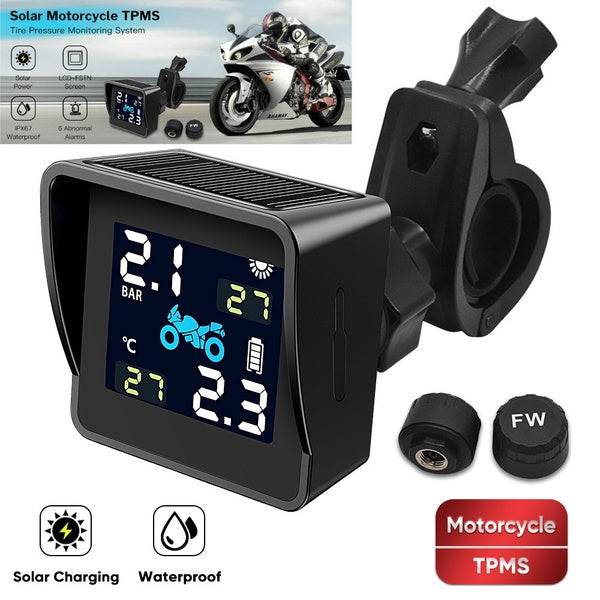 Smart Moto TPMS pour Moto Moto Moto Scooter Système de Surveillance de la Pression des Pneus Capteur Solaire Étanche TMPS