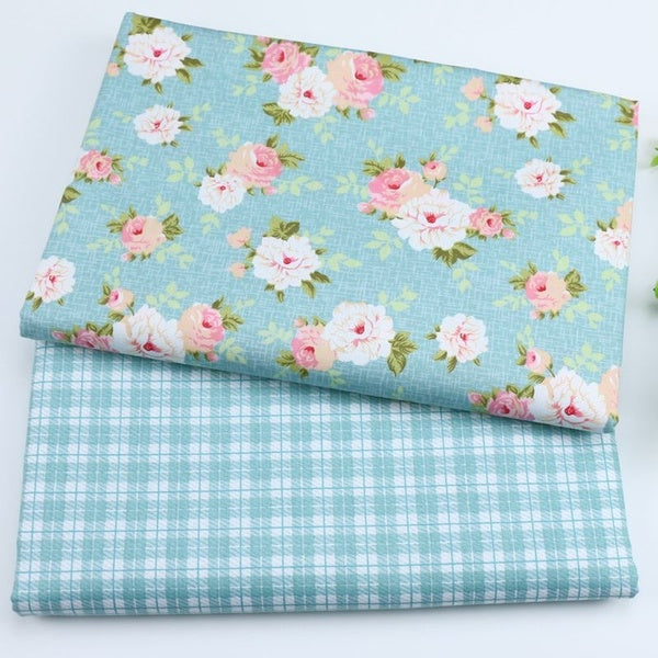 50cm*160cm Fashion Idyllic Small Floral Lattice Twill Cotton Fabric Tissue Sewing DIY Handmade Tecidos Baby Bedding Tessuto Kids Bedding Curtain Pill