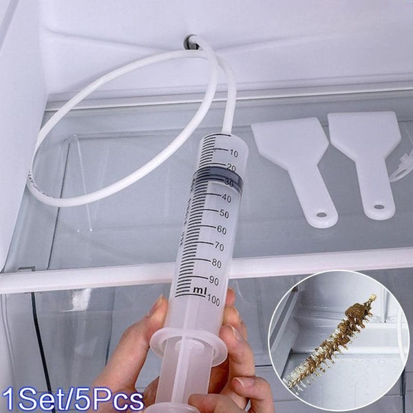 1Set-5Pcs Refrigerator Drain Hole Clog Remover Dredge Cleaning Tools Fridge Hole Brush Water Outlet Cleaner for Household Clean