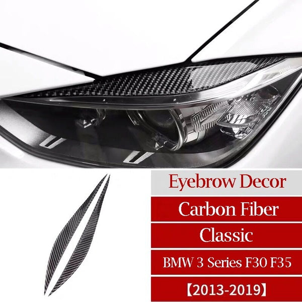 1 Pair Car Headlight Eyebrows Cover For BMW 3 Series F30 F35 2013-2019 Trim Decal Decor Headlight Eyebrows Carbon Fiber Sticker