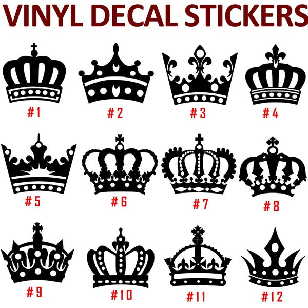 Crown Queen Princess King Royalty Vinyl Decal Sticker Car Wall Window Laptop