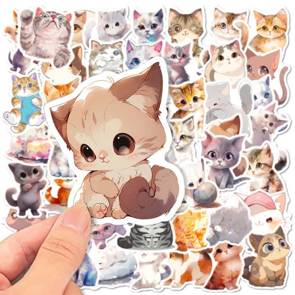 10-25pcs Kawaii Watercolor Cat Stickers graffiti Stickers for DIY Luggage Laptop Skateboard Motorcycle Bicycle Sticke