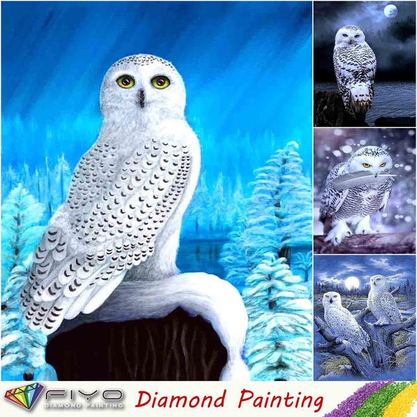 FIYO Owl DIY 5D Diamond Painting Full Drill with Number Kits Home and Kitchen Fashion Mosaic Diamond Painting Canvas Wall Decoration Gift Crafts for