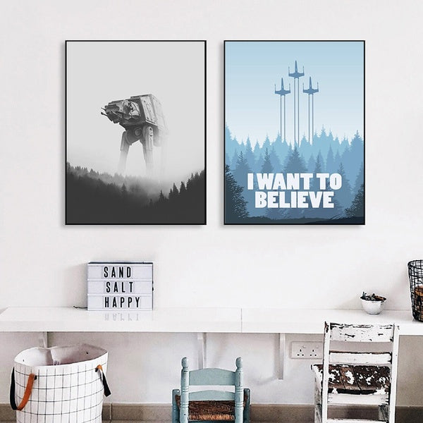 Aliens Poster Print Robots Display Art Canvas Painting Fantastic Robotic Black and White Sci-Fi Picture Home Wall Decor No Framed