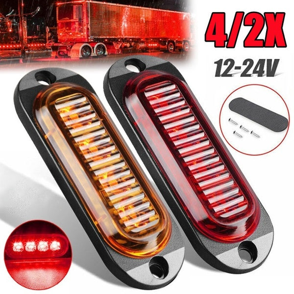Universal Amber - Red - White Led Side Marker Clearance Indicator Lights 4 LED Waterproof 12-24V Trailer Lorry Van Led Marker Lights for Trucks Seale