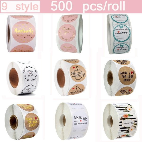 500pcs-roll Gold Foil Thank You Stickers for Seal Labels 1 Inch Gift Packaging Stickers Birthday Party Offer Stationery Sticker