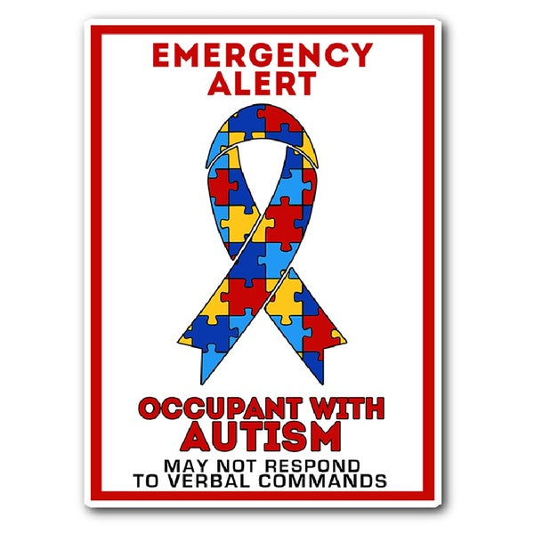 Occupant Child Adult With Autism Emergency Car Truck Window Decal Vinyl Sticker