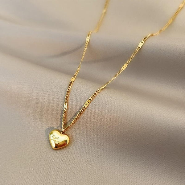 Stainless Steel Gold Color Love Heart Necklaces For Women Chokers 2021Trend Fashion Festival Party Gift Jewelry