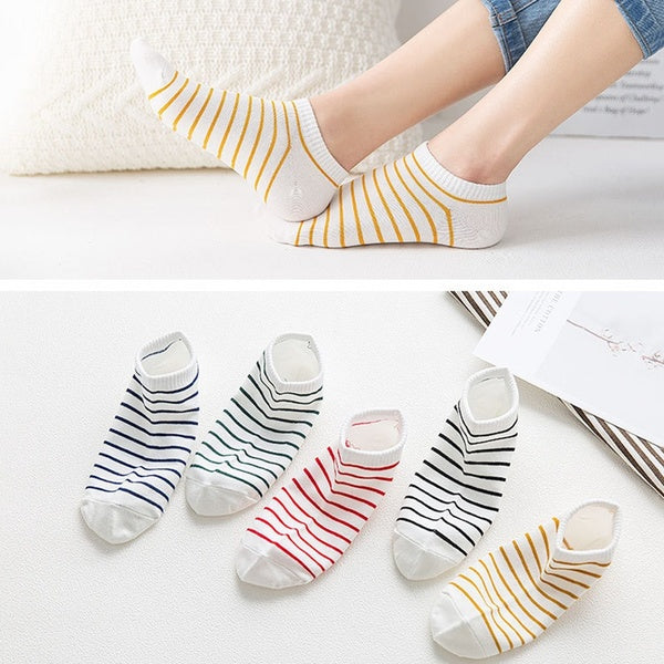 1 Pairs Socks Cotton Woman Casual Stripes Socks Lady Fashion Boat Socks Girls Low Cut Sock Hosiery Summer Short Ankle Socks