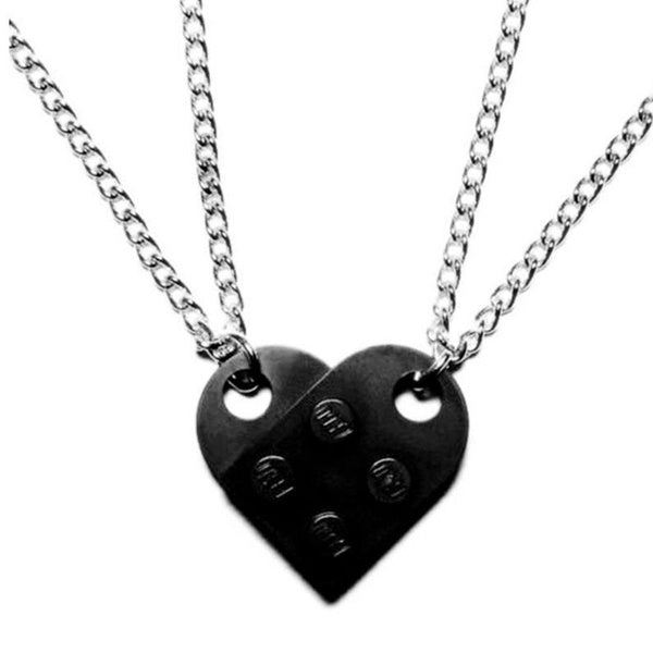 2 pièces mignon amour coeur brique pendentif collier pour Couples amitié femmes hommes fille garçon Lego éléments anniversaire bijoux cadeau