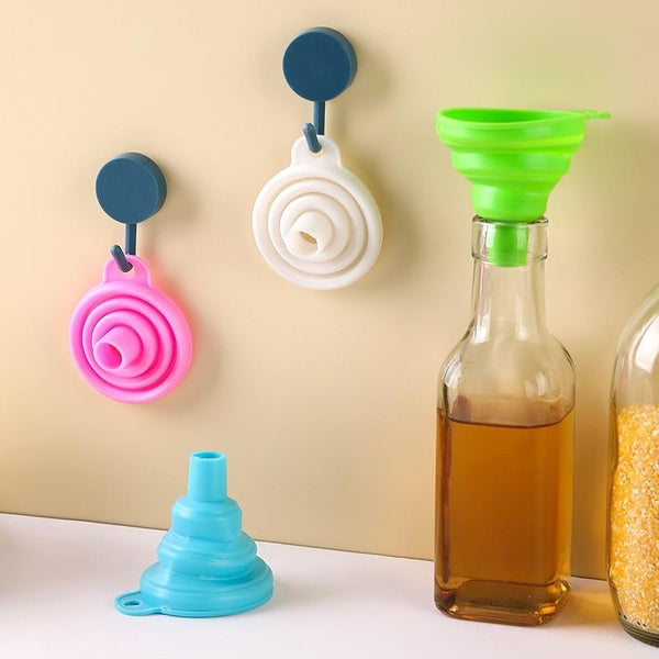 1Pcs Foldable Telescopic Funnel Mini Household Plastic Funnel Pouring Oil Pot Silicone Funnel Oil Leakage Silicone Kitchen Tool