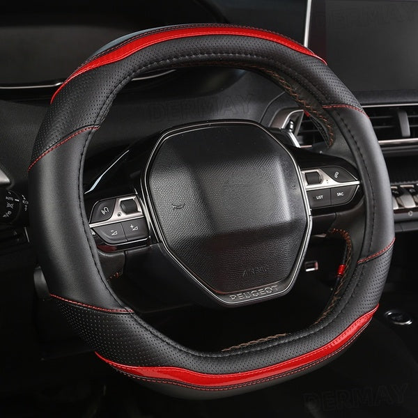 For Peugeot 2008 3008 GT 4008 5008 Car Steering Wheel Cover Carbon Fibre + PU Leather Auto Accessories Interior Coche