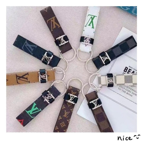 Luxury Letter Leather Key Chain Men Car Key Ring Holder Bag Pendant Charms Car Keyring for Women Gift DIY Accessory #244293