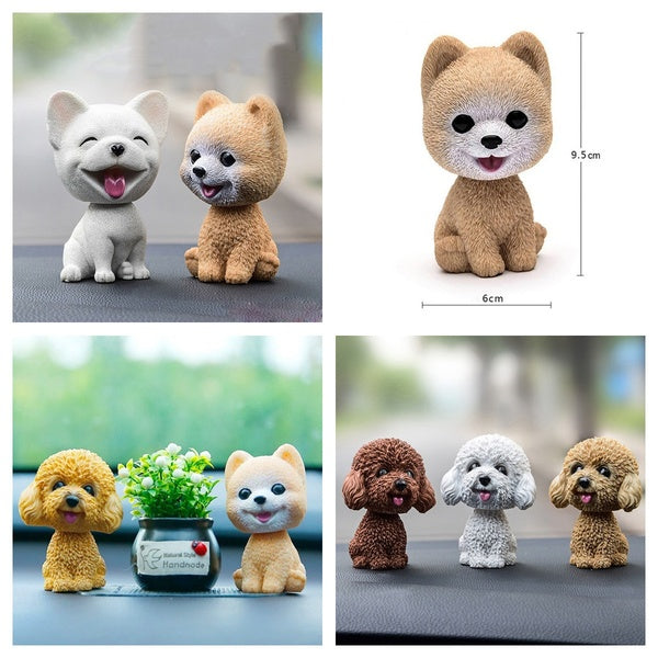 1pc Husky Teddy Pomeranian Shaking Head Dog Car Ornament Cute Nodding Decoration Gift For Car Interior Home Room 8 kinds of styles