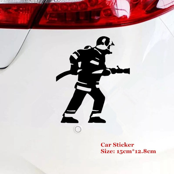 15cm*12.8cm Fireman Funny Car Sticker and Decal Vinyl Auto Stickers Car Styling Accessories 6 Colors
