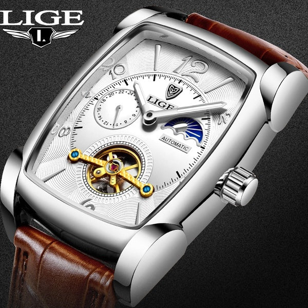 LIGE Montre-bracelet élégante pour homme, étanche, montre chronographe de sport, robe d'affaires de luxe, montres à quartz analogiques, mode décontra