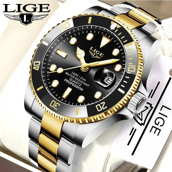 2022 LIGE Hommes Montres Mode Luxe Élégant Sport Analogique Quartz Montre pour Hommes Affaires Décontracté Étanche En Acier Inoxydable Homme Robe Mon
