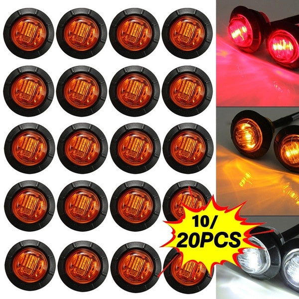 DC12V Voiture Camion Remorque Caravane Van LED Side Marker Light Indicateur Lampe Ronde Ambre-Blanc-Rouge - 10-20PCS