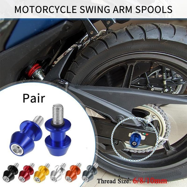 X AUTOHAUX 1 Pair 6-8-10MM Motorcycle Aluminium Alloy Swing Arm Swingarm Spools Sliders Stand Screws Motorcycle Accessory