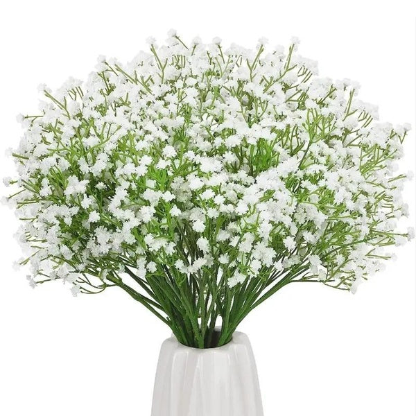 1-2-4-6-8pcs White Babys Breath Artificial Flowers,Real Touch Faux Plants Fake Babys Breath Flowers Artificial Bulk Gypsophila Bouquets For Weddings,