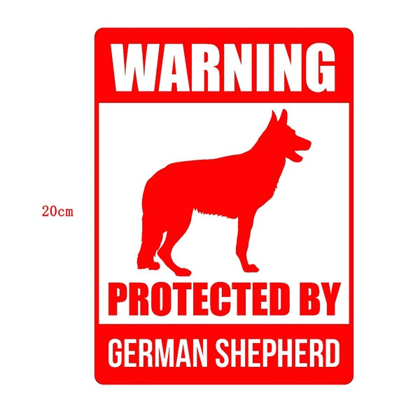 20CM Dog Sign Warning Protected by German Shepherd Vinyl Car Sticker Vinyl Car Bumper Decal Black-Silver