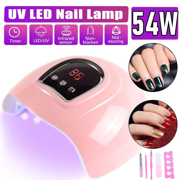 54W UV LED Nail Lamp Professional Nail Dryer Gel Polish Light UV Nail Light with 3 Timer Setting, Nail Polish Curing Gel LED Dryer, Professional Nail