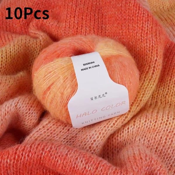 10Pcs-300g Dyed Rainbow Mohair Fine Wool Handmade DIY Material Hand Knitted Scarf Thread Knitting Sweater Thread Wool Thread