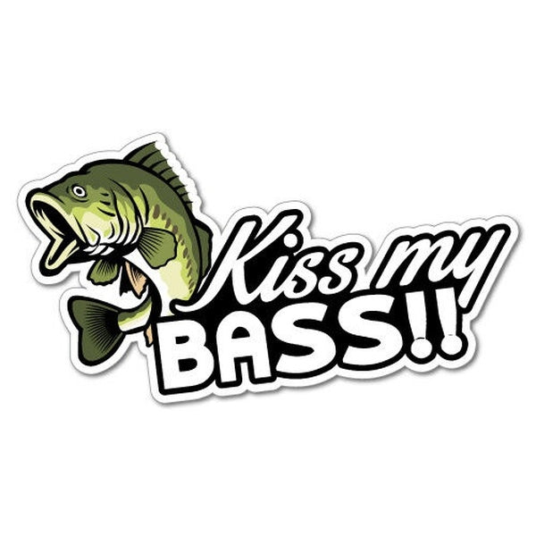 Kiss My Bass Boat Car Truck Sticker Decal Boat Fishing Tackle 4x4