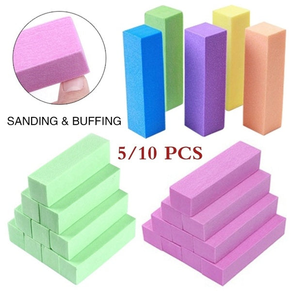 5-10 Pcs Nail Art Polissage Ponçage Tampon Tampon Broyage Polonais Blocage Fichier Pédicure Manucure Outils Kits