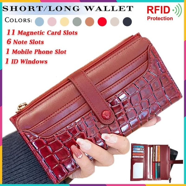 2 Styles RFID Portefeuilles de Mode pour Femmes Zipper Porte-Monnaie Sacs à Main Longs et Courts pour Femmes Sacs à Main Embrayage avec Porte-Cartes